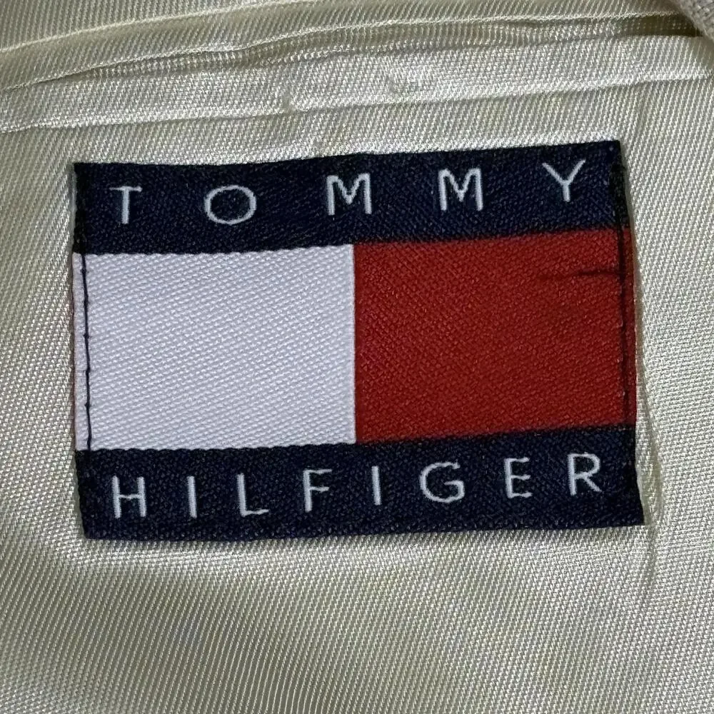 Tommy Hilfiger Blazer Mens Large Beige Linen Blend Tailored USA Classic Jacket